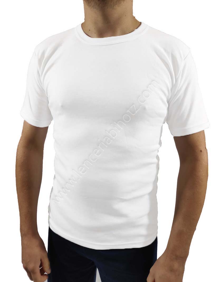 camiseta interior felpa manga-corta. Algodón transpirable