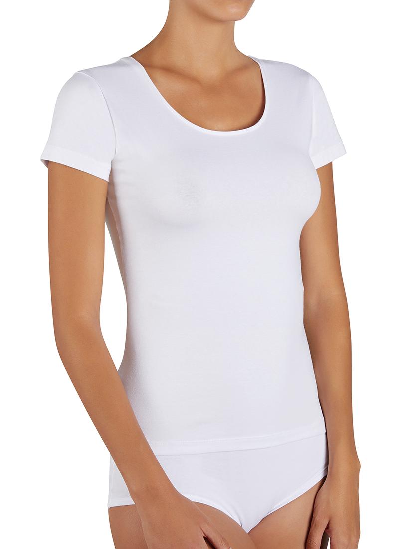 camiseta mujer algodon manga-corta. Tejido adaptable