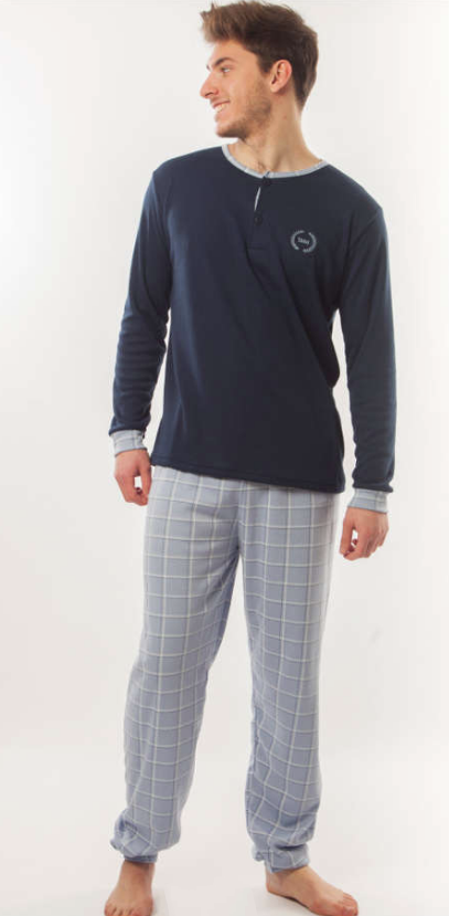 pijama-hombre felpa pantalon cuadro-grande. Interior suave
